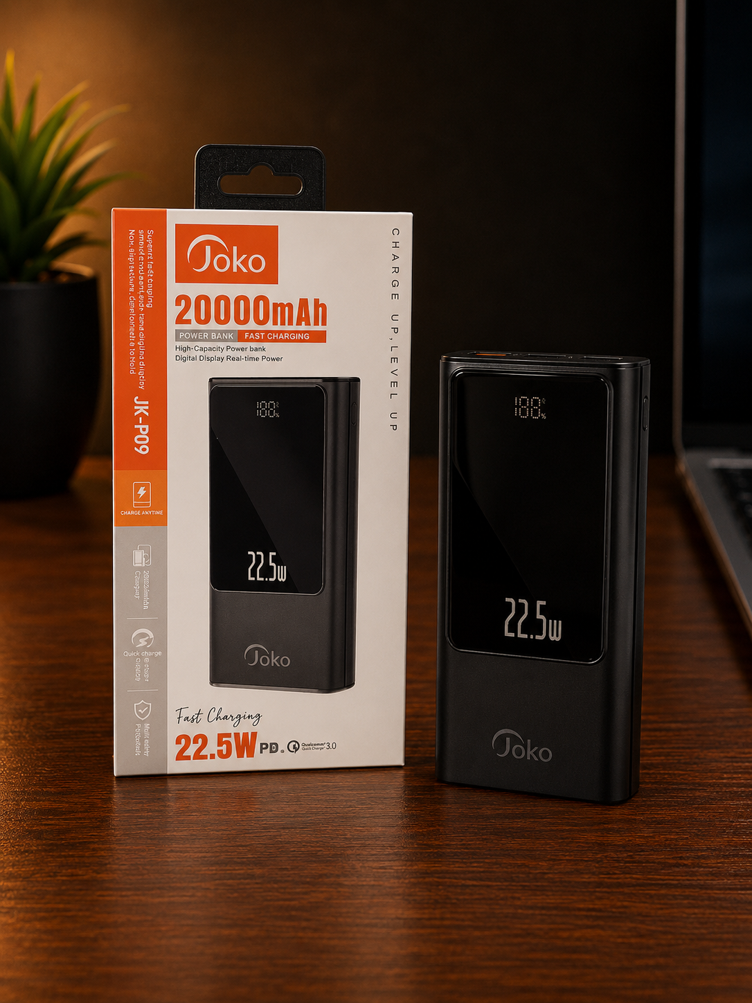 Power Bank Joko JK-P09 20000mAh Charge Rapide PD 22.5W avec Écran LED Digital – Image 3