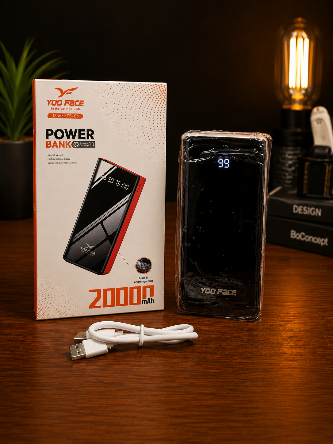 Power Bank YOO FACE PB-06 20000mAh avec Écran LED Digital