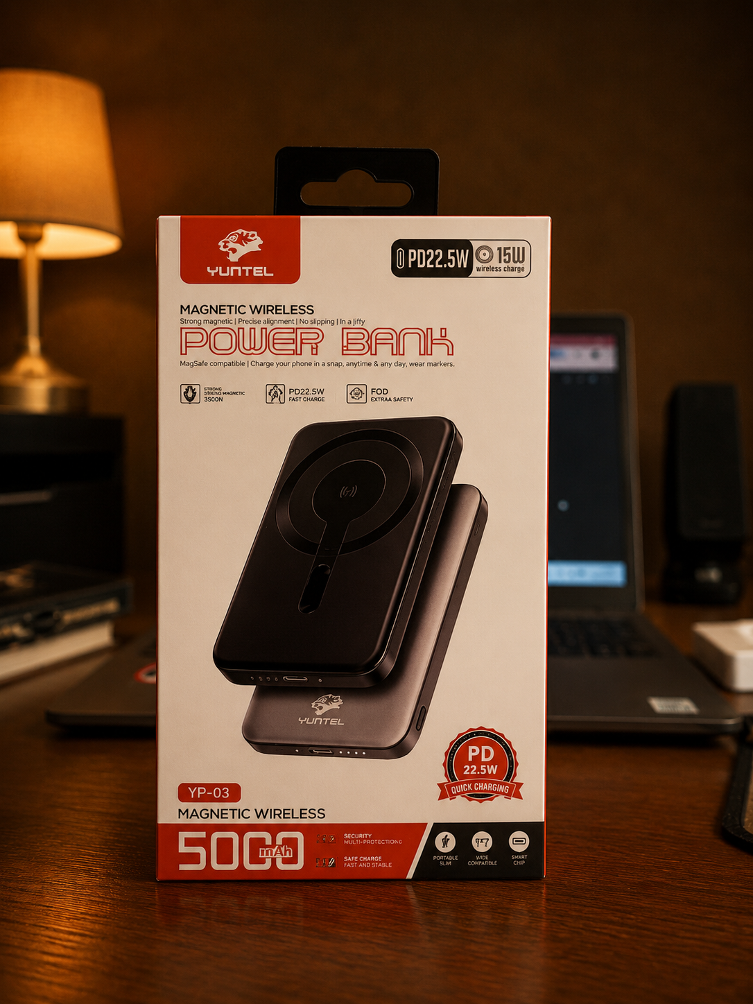Power Bank Magnétique YUNTEL YP-03 5000mAh – Charge Sans Fil 15W
