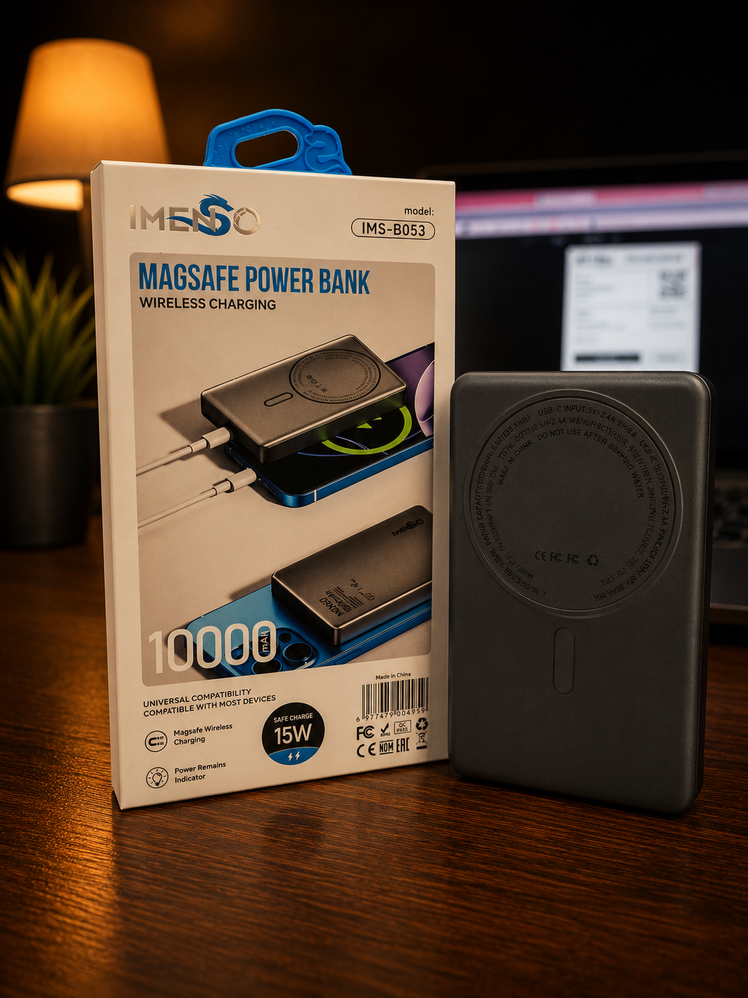Power Bank Magnétique IMENSO IMS-B053 10000mAh – Charge Sans Fil MagSafe 15W – Image 3