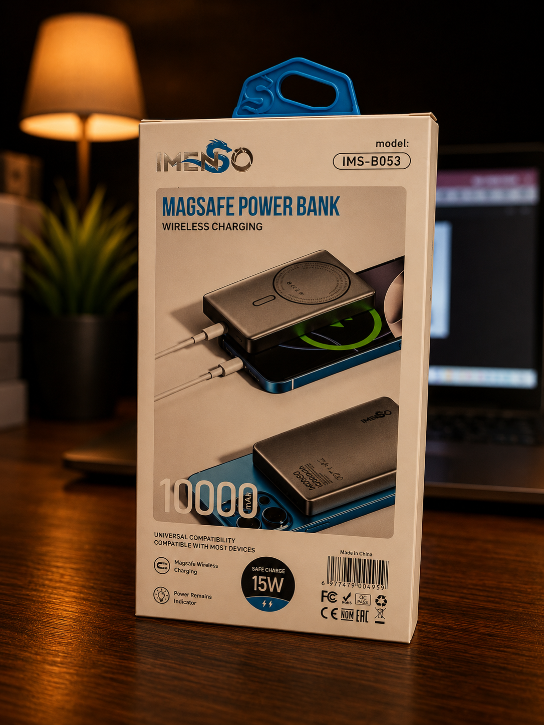 Power Bank Magnétique IMENSO IMS-B053 10000mAh – Charge Sans Fil MagSafe 15W – Image 2