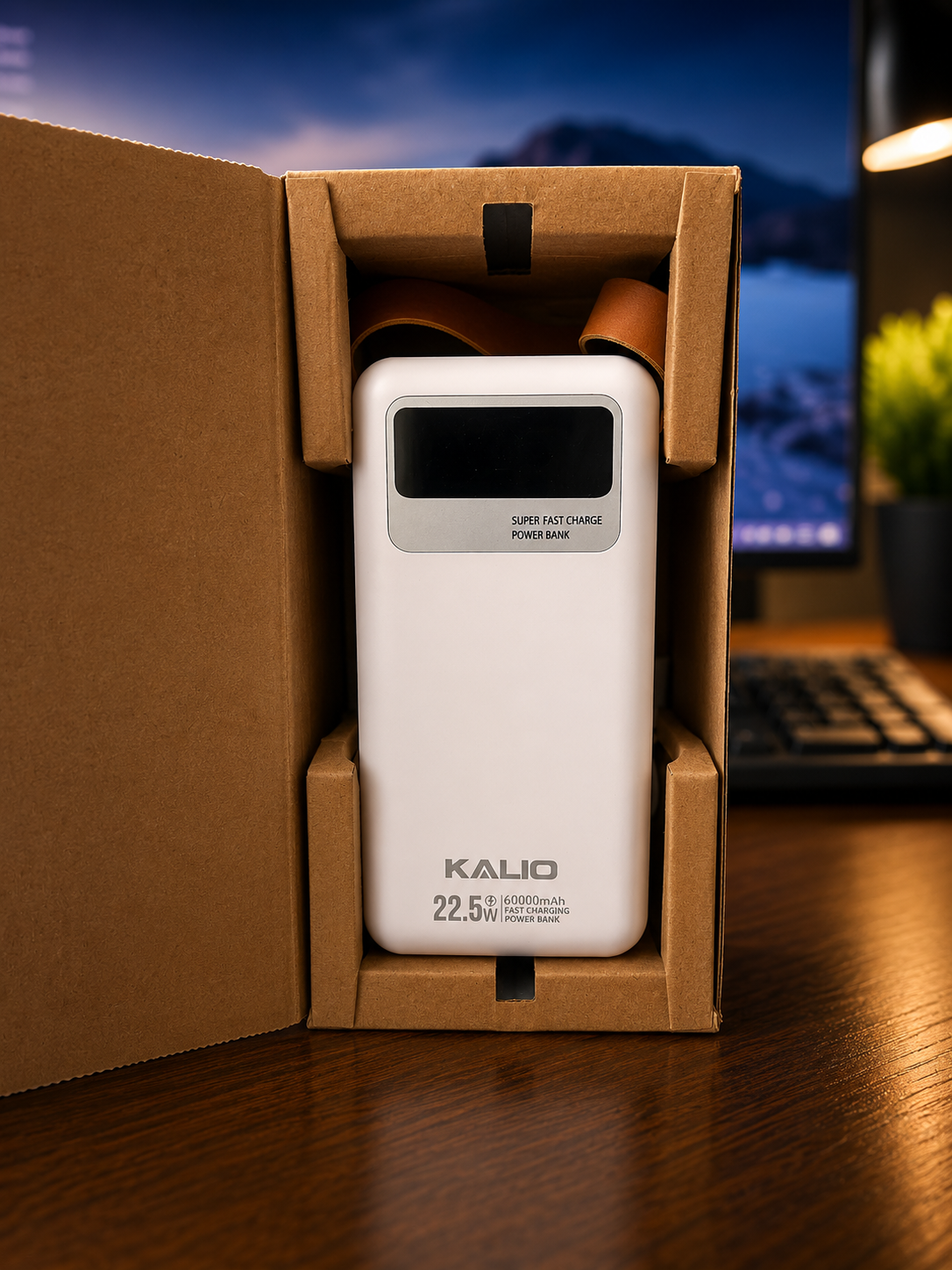 Power Bank KALIO 60000mAh – Charge Rapide 22.5W avec Lampe LED et Câbles Intégrés – Image 3