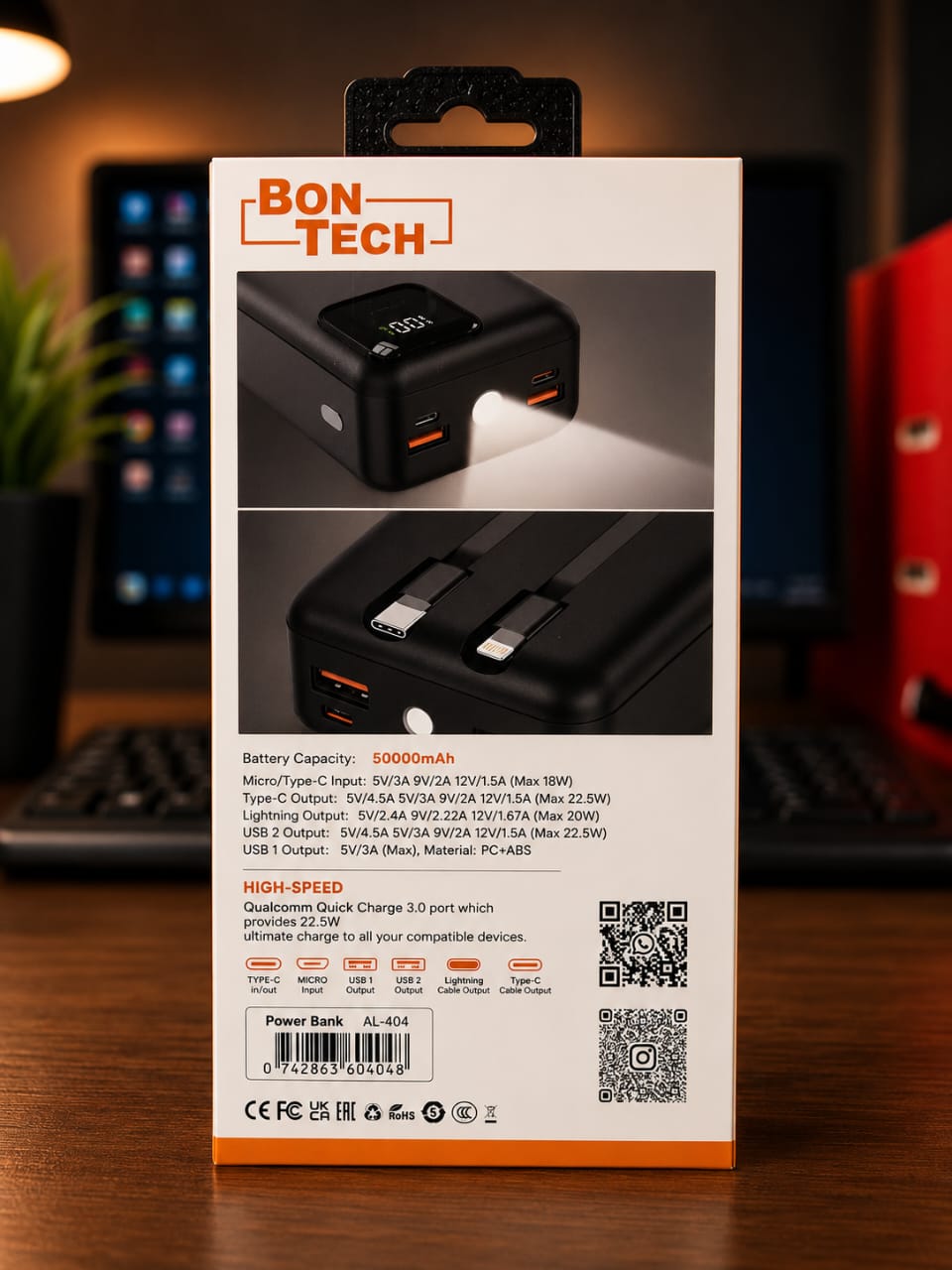 Power Bank BON-TECH AL-404 50000mAh – Charge Rapide 22.5W – Image 2