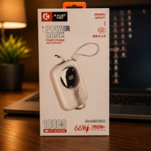 Power Bank KALIO R36D 10000mAh – Charge Rapide 66W avec Câbles Intégrés