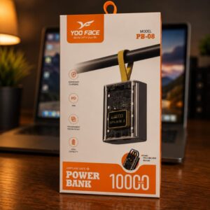 Power Bank YOO FACE PB-08 10000mAh – Écran Numérique & Câble Intégré