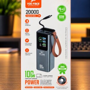 Power Bank YOO FACE PB-43 20 000mAh avec Charge Rapide 100W et Écran Digital