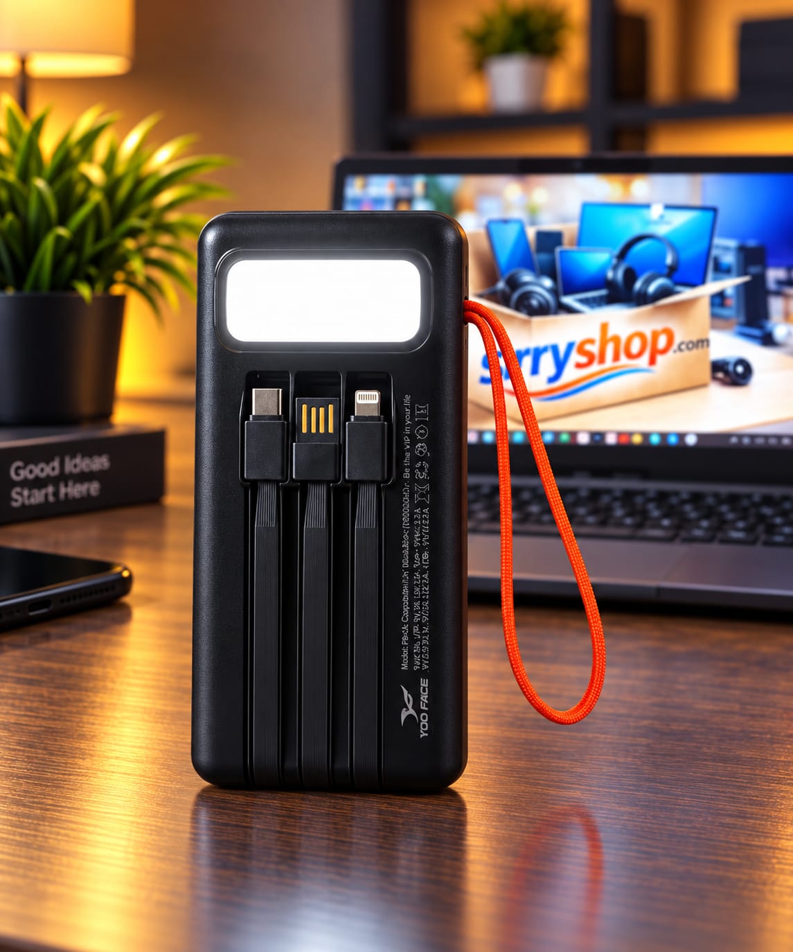 Power Bank YOO FACE PB-42 30000mAh 22.5W avec Écran Digital et Câbles Intégrés – Image 5