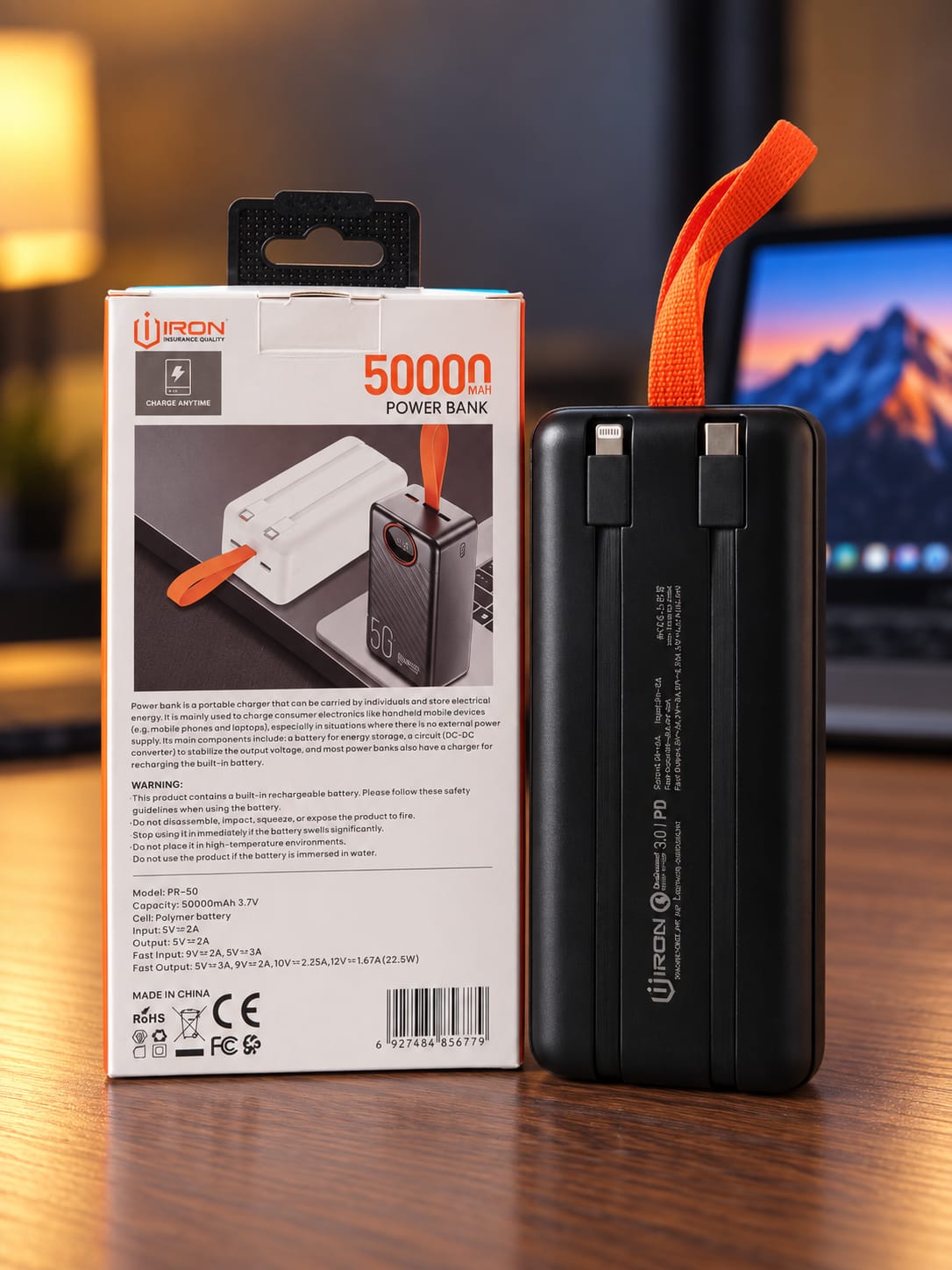 Power Bank UIRON PR-50 5000mAh 22.5W Fast Charging avec Écran LED – Image 6