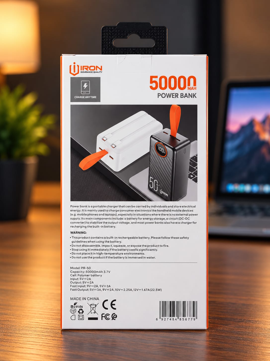 Power Bank UIRON PR-50 5000mAh 22.5W Fast Charging avec Écran LED – Image 4