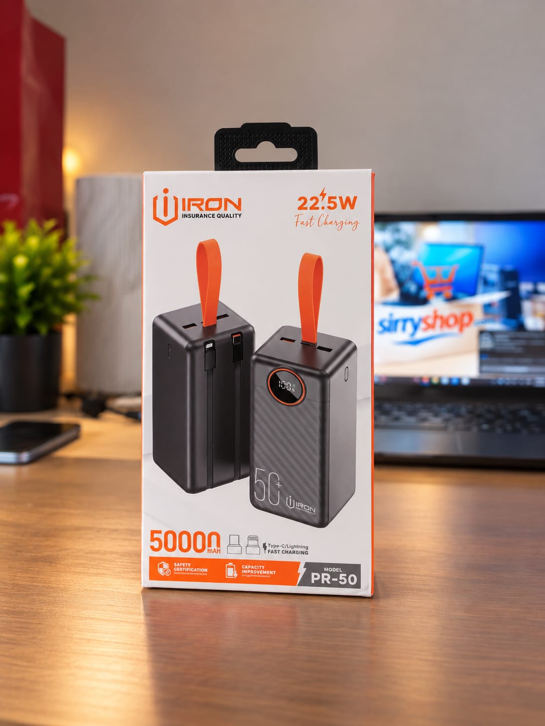 Power Bank UIRON PR-50 5000mAh 22.5W Fast Charging avec Écran LED