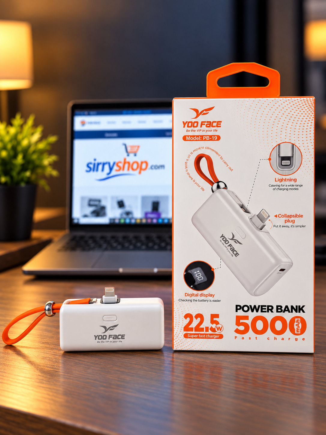 Power Bank YOO FACE PB-19 5000mAh 22.5W avec Écran Digital et Connecteur Lightning – Image 4