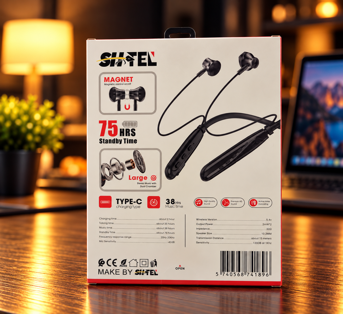 Écouteurs Sans Fil SIRVEL T-52 Bluetooth 5.4 avec ANC et Embouts Magnétiques – Image 2